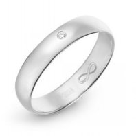 Обручальное кольцо М12980 из белого золота, гладкое